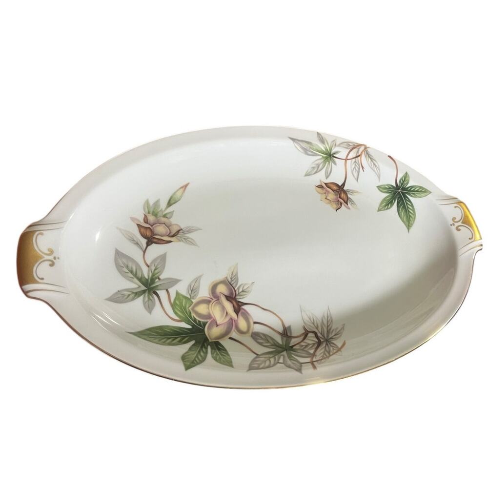 Vintage Meito China Woodrose Pattern Ivory Porcelain Serving Platter